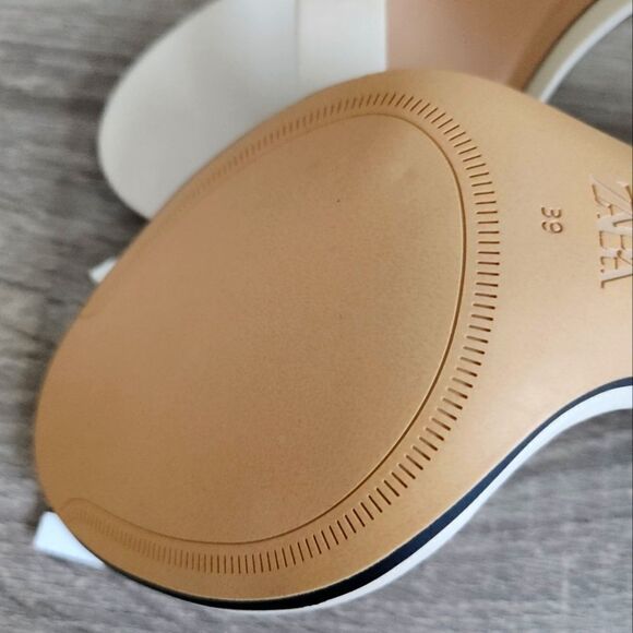 ZARA NEW WOMEN'S HEELED ANKLE BRACELET SANDALS BUCKLED ANKLE STRAP CLOSURE  7,5 - Picture 5 of 7